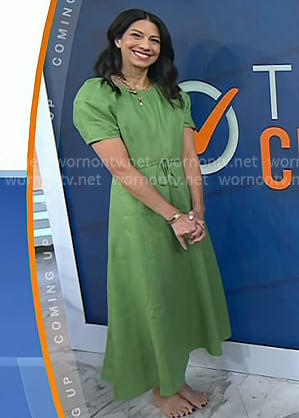 Natalie’s green puff sleeve maxi dress on Today
