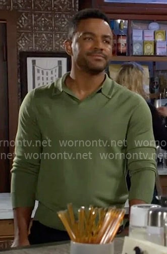 Nate’s green polo sweater on The Young and the Restless