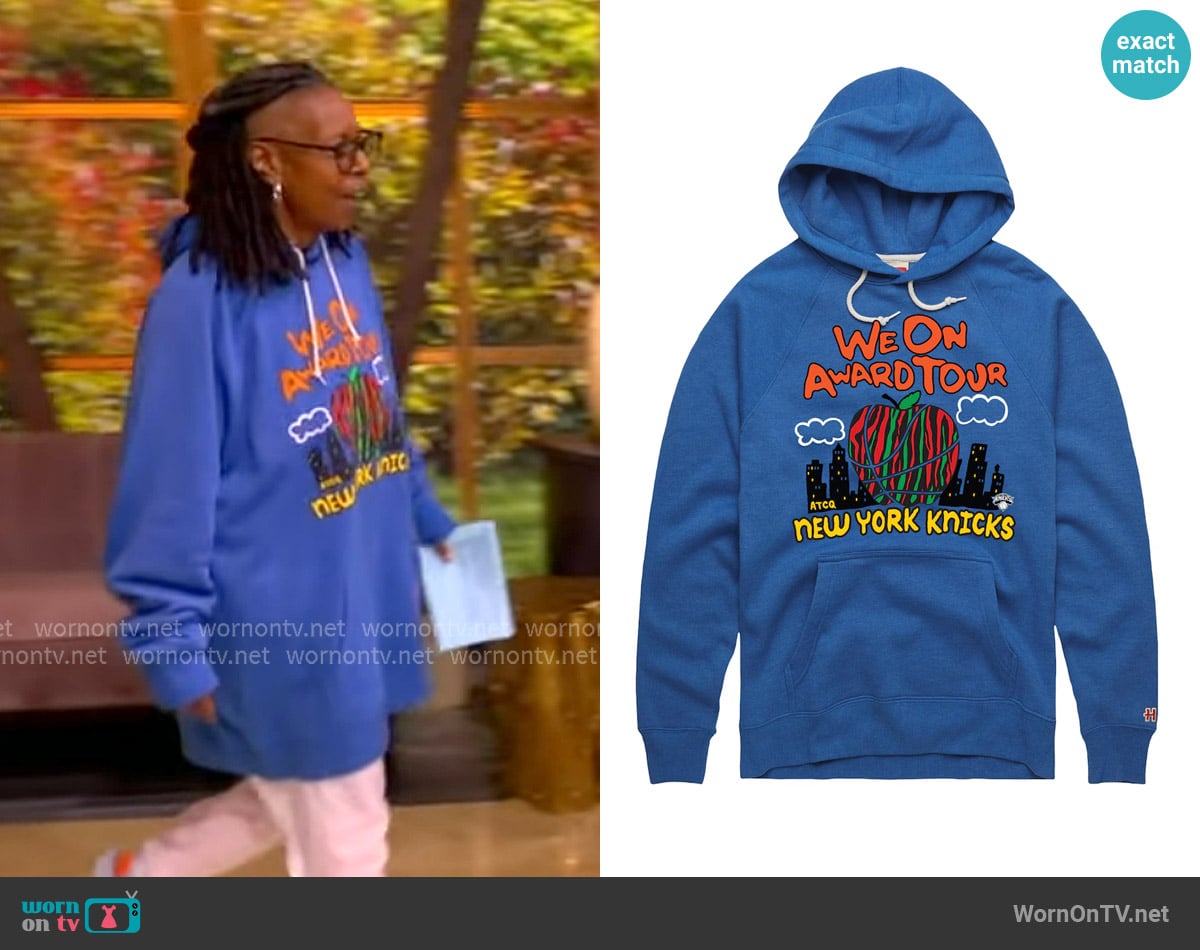 Whoopi’s blue Knicks hoodie on The View