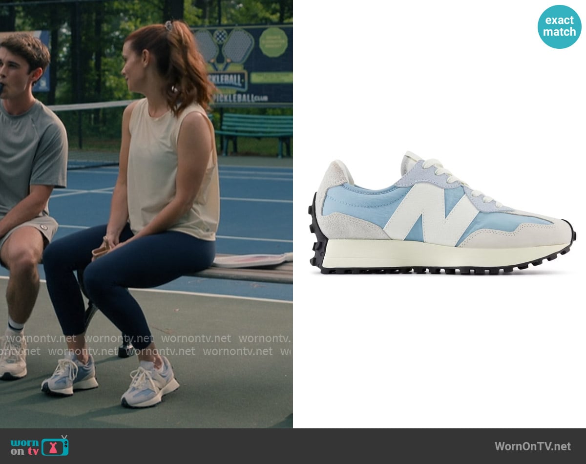 New Balance 327 Sneakers in Chrome Blue worn by Maddie Townsend (JoAnna Garcia Swisher) on Sweet Magnolias