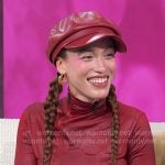 Nezza’s red zip front leather top on Access Hollywood