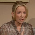 Nikki's paisley print tie-neck blouse on The Young and the Restless