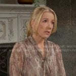 Nikki’s paisley print tie-neck blouse on The Young and the Restless