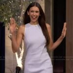 Nina Dobrev’s blue striped mini dress on Live with Kelly and Mark