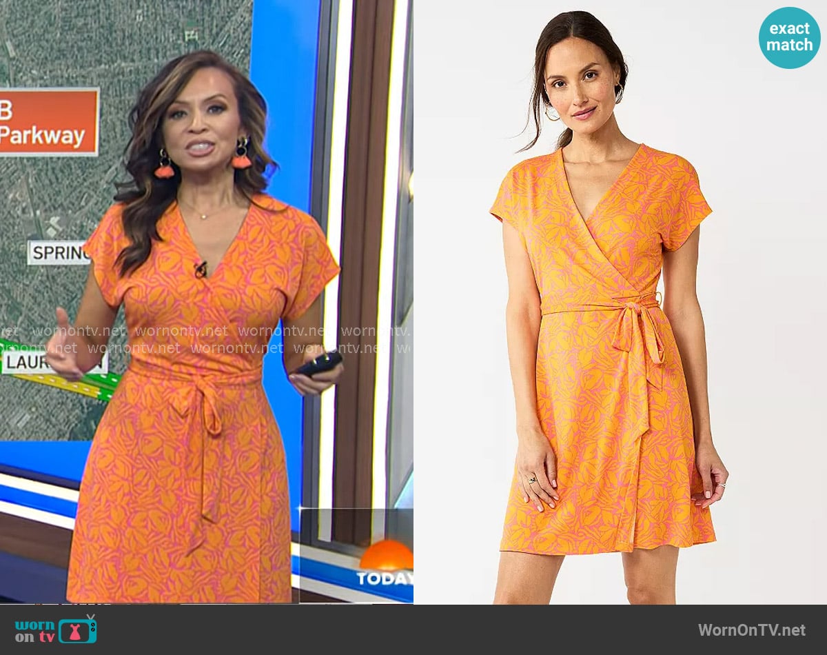 Nine West Dolman Sleeve Wrap Dress worn by Adelle Caballero on Today