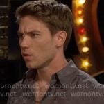 Noah's grey patterned button down shirt on The Young and the Restless