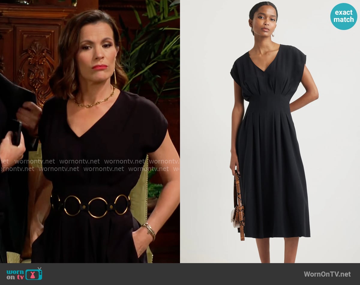 Nordstrom Pleated Midi Dress worn by Chelsea Lawson (Melissa Claire Egan) on The Young and the Restless