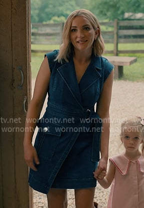 Noreen’s belted wrap denim dress on Sweet Magnolias