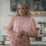 Noreen’s pink top and mini skirt on Sweet Magnolias