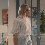 Noreen’s white striped top and blue shorts on Sweet Magnolias