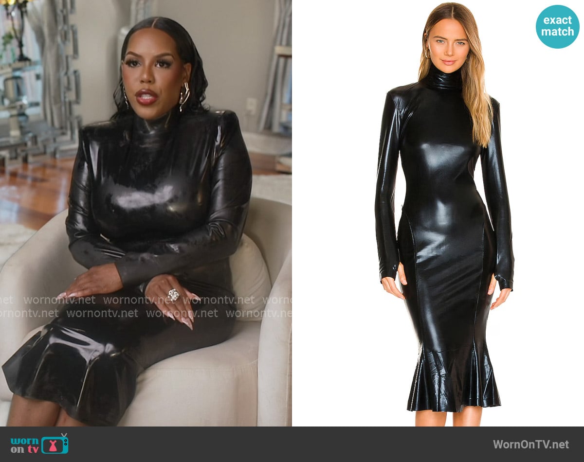 Norma Kamali Long Sleeve Turtle Fishtail Dress worn by Kelli Ferrell on The Real Housewives of Atlanta