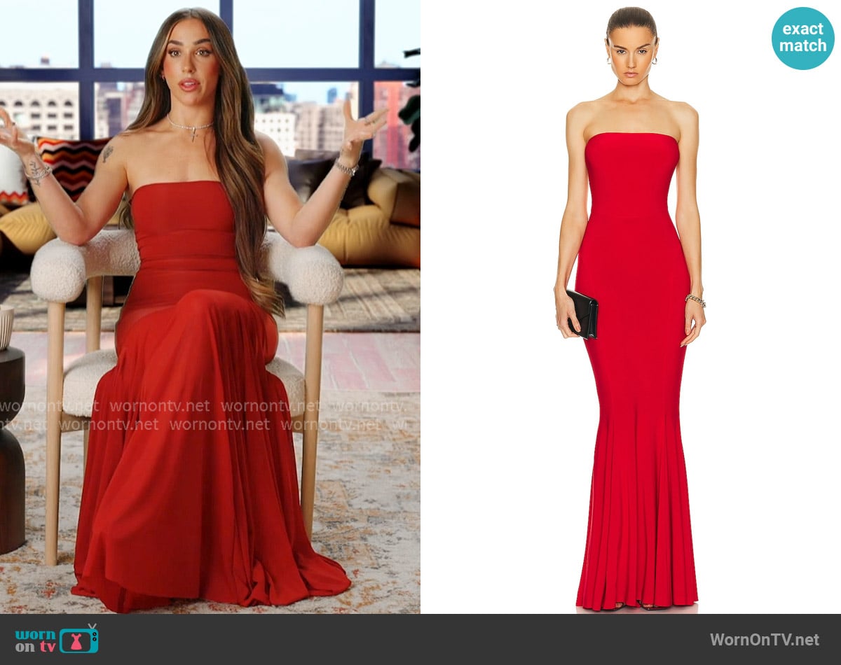 Norma Kamali Strapless Shirred Front Fishtail Gown worn by Ariana Biermann on Next Gen NYC