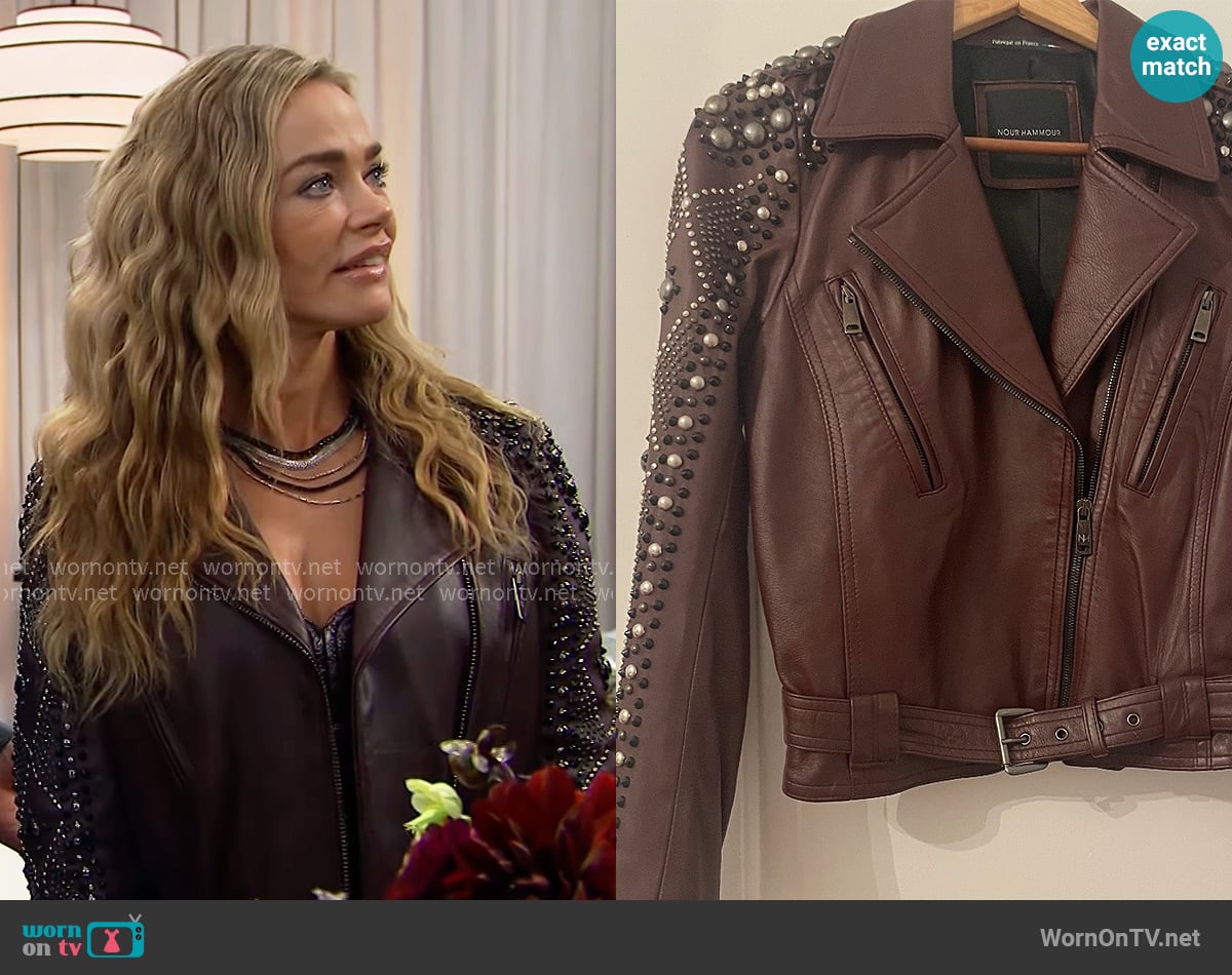 Nour Hammour Leather Jacket worn by Shauna Fulton (Denise Richards) on The Bold and the Beautiful