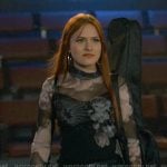 Olivia’s black floral mesh top on Sweet Magnolias