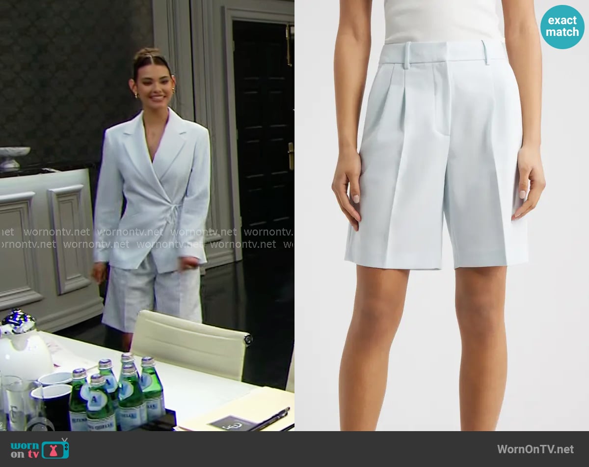 Open Edit The Icon High Rise Bermuda Shorts in Blue Breeze worn by Electra Forrester (Laneya Grace) on The Bold and the Beautiful