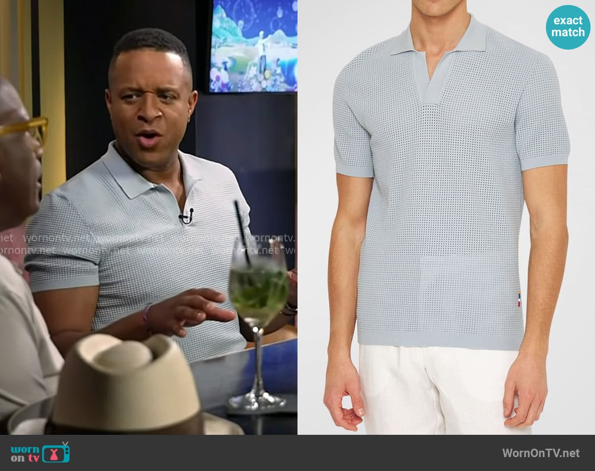 Craig’s blue waffle mesh polo on Today