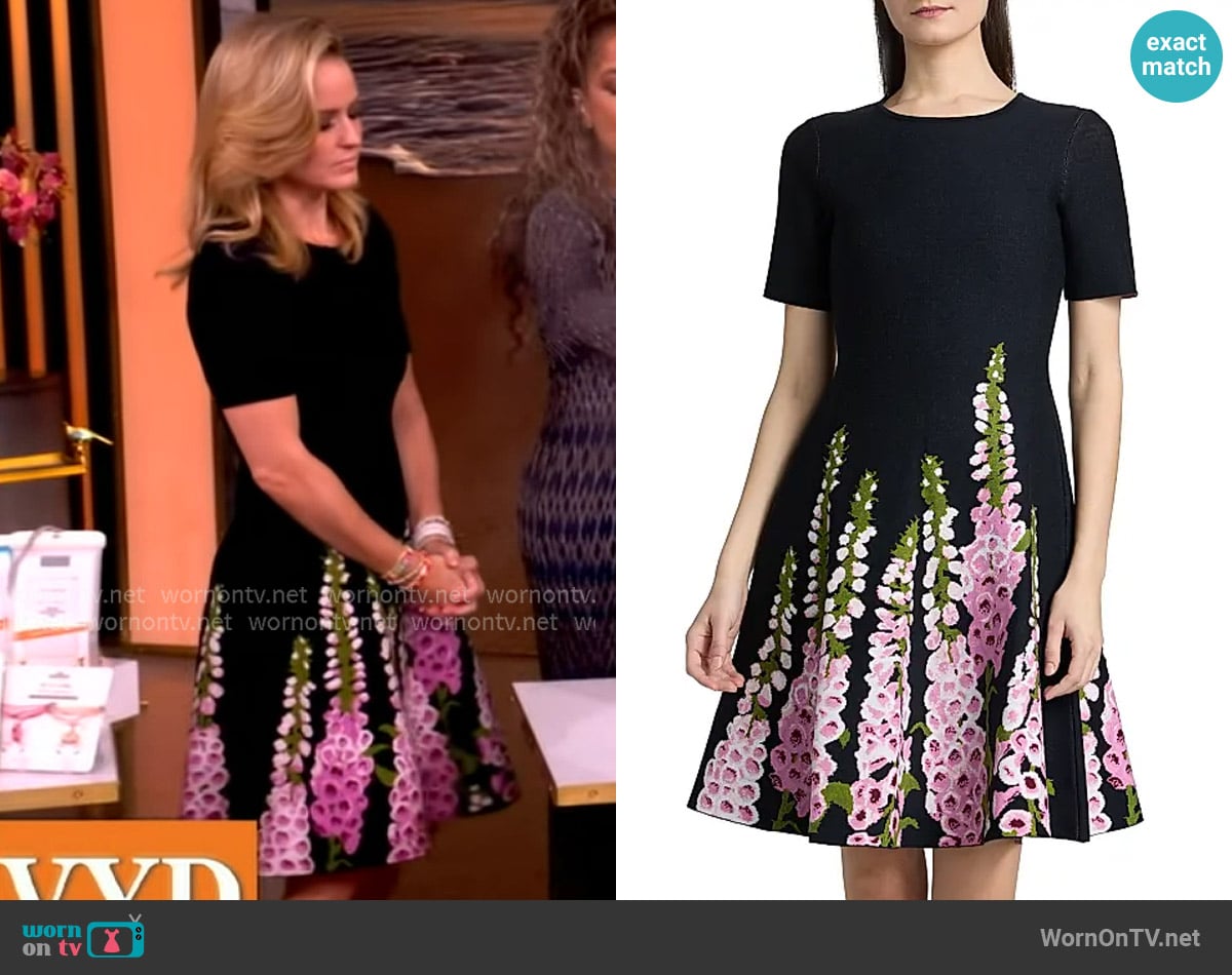 Oscar de la Renta Allium-Print Jacquard Minidress worn by Sara Haines on The View