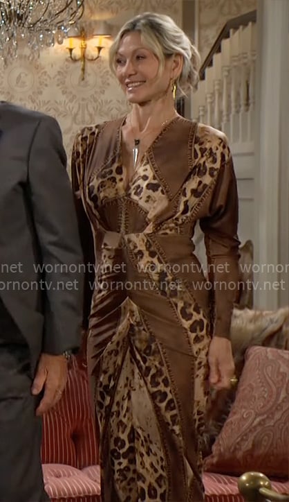 Patty’s leopard print dress and panther spike necklace on The Young and the Restless