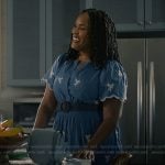 Peggy’s blue floral embroidered dress on Sweet Magnolias