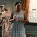 Peggy's blue floral sleeveless tulle dress on Sweet Magnolias
