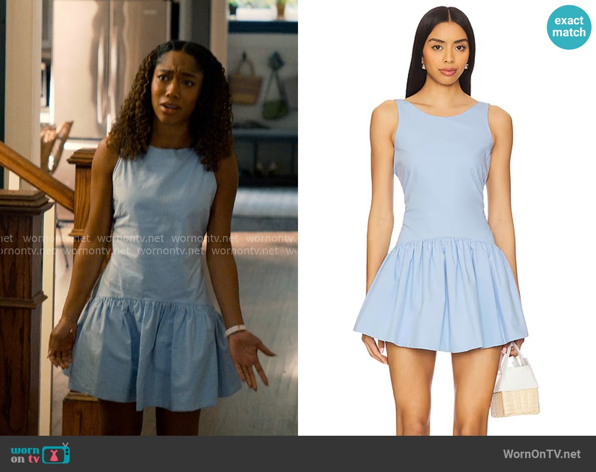 Peixoto Addison Mini Dress in Cloud Blue worn by Jessica Whitley (Iman Benson) on Sweet Magnolias
