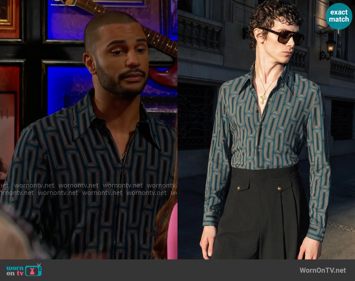 Holden’s rectangles print shirt on The Young and the Restless