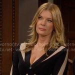 Phyllis’s black geometric mesh panel top on The Young and the Restless