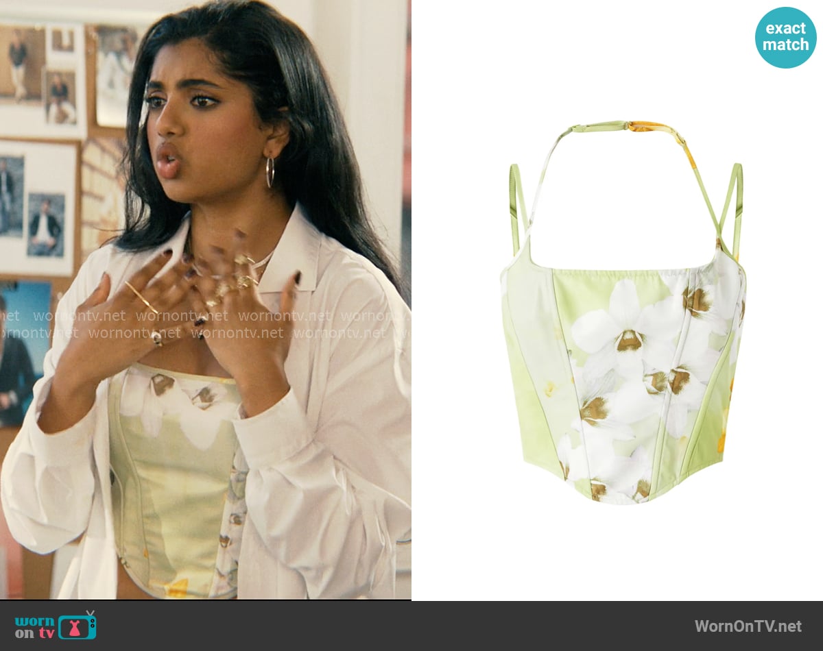 Pinko Floral-print Corset Top worn by Abhinaya Chilukuri (Avantika) on Not Suitable For Work