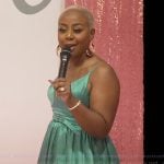 Pinky’s blue satin tiered dress on The Real Housewives of Atlanta