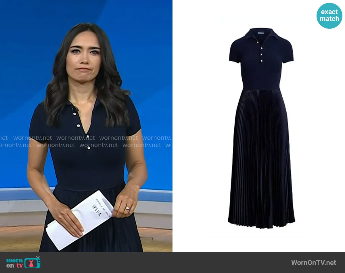 Emilie’s navy pleated polo dress on Today Emilie’s navy pleated polo dress on Today