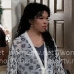 Portia’s white and blue floral tie top on General Hospital
