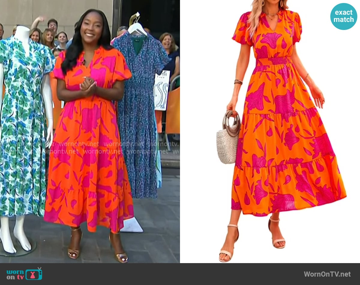 Makho’s orange and pink floral dress on Today