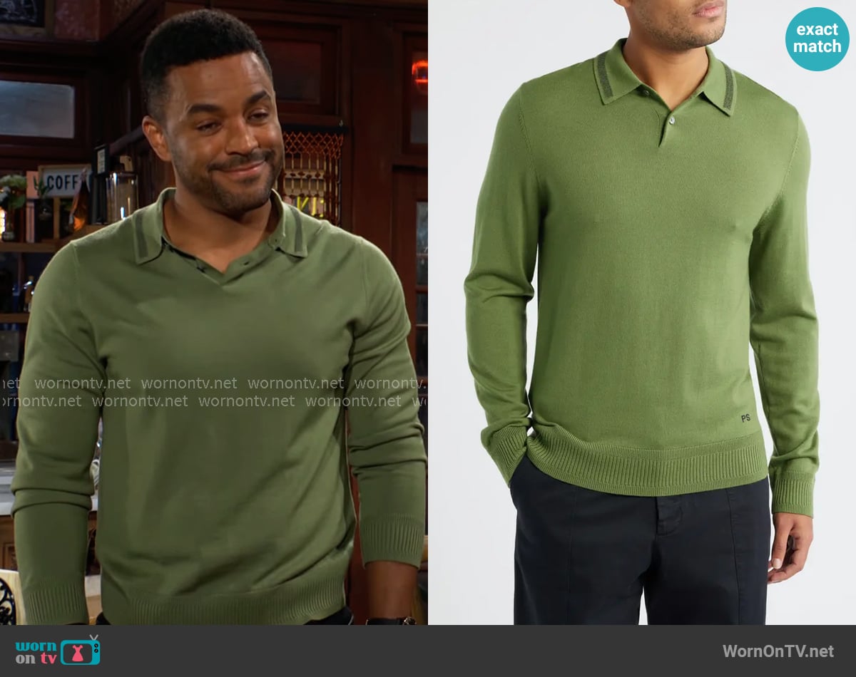 Nate’s green polo sweater on The Young and the Restless