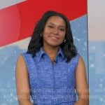 Rachel’s blue tweed jumpsuit on Good Morning America