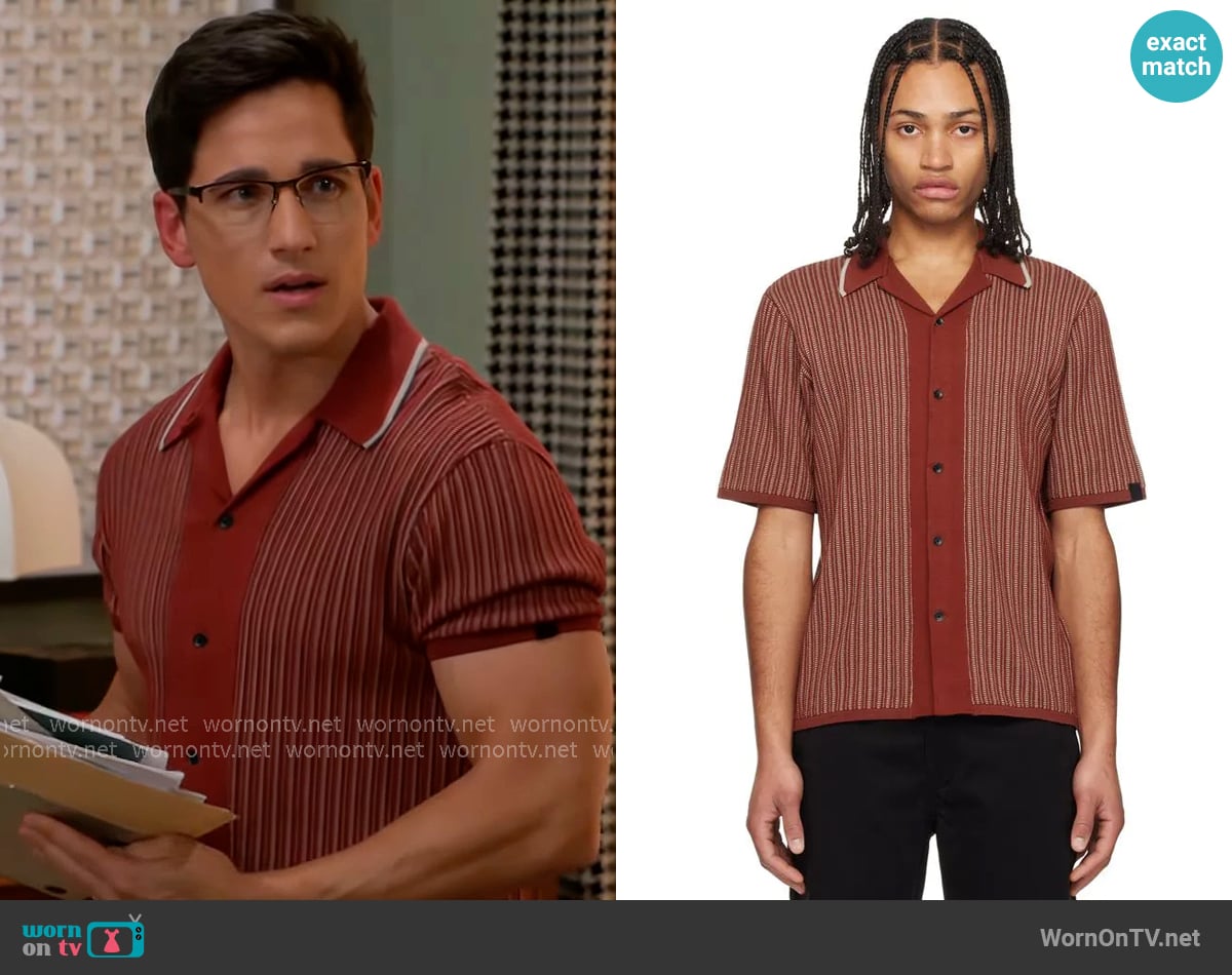 Rag and Bone Harvey Knit Camp Shirt worn by Bradley 'Smitty' Smith (Mike Manning) on Beyond the Gates