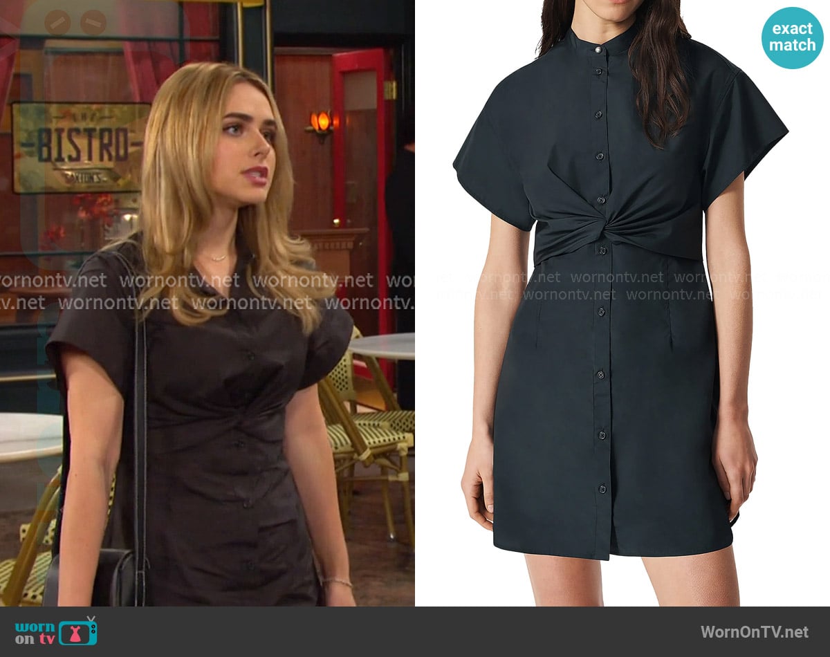 Rag & Bone Gretchen Poplin Twist Mini Shirtdress worn by Holly Jonas (Ashley Puzemis) on Days of our Lives