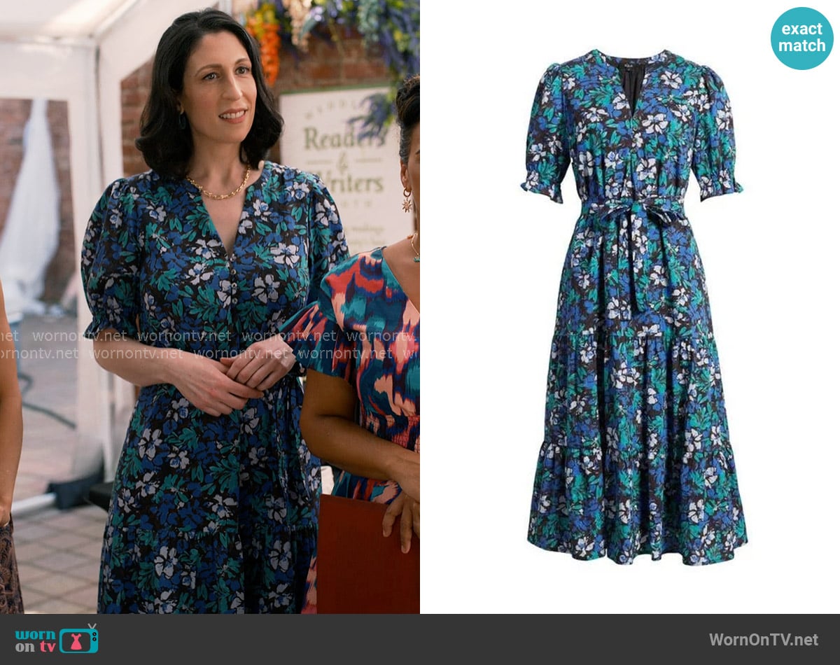 Rails Eliana Floral Tiered Midi Dress in Blue worn by Stacy Mara (Cara Mantella) on Sweet Magnolias