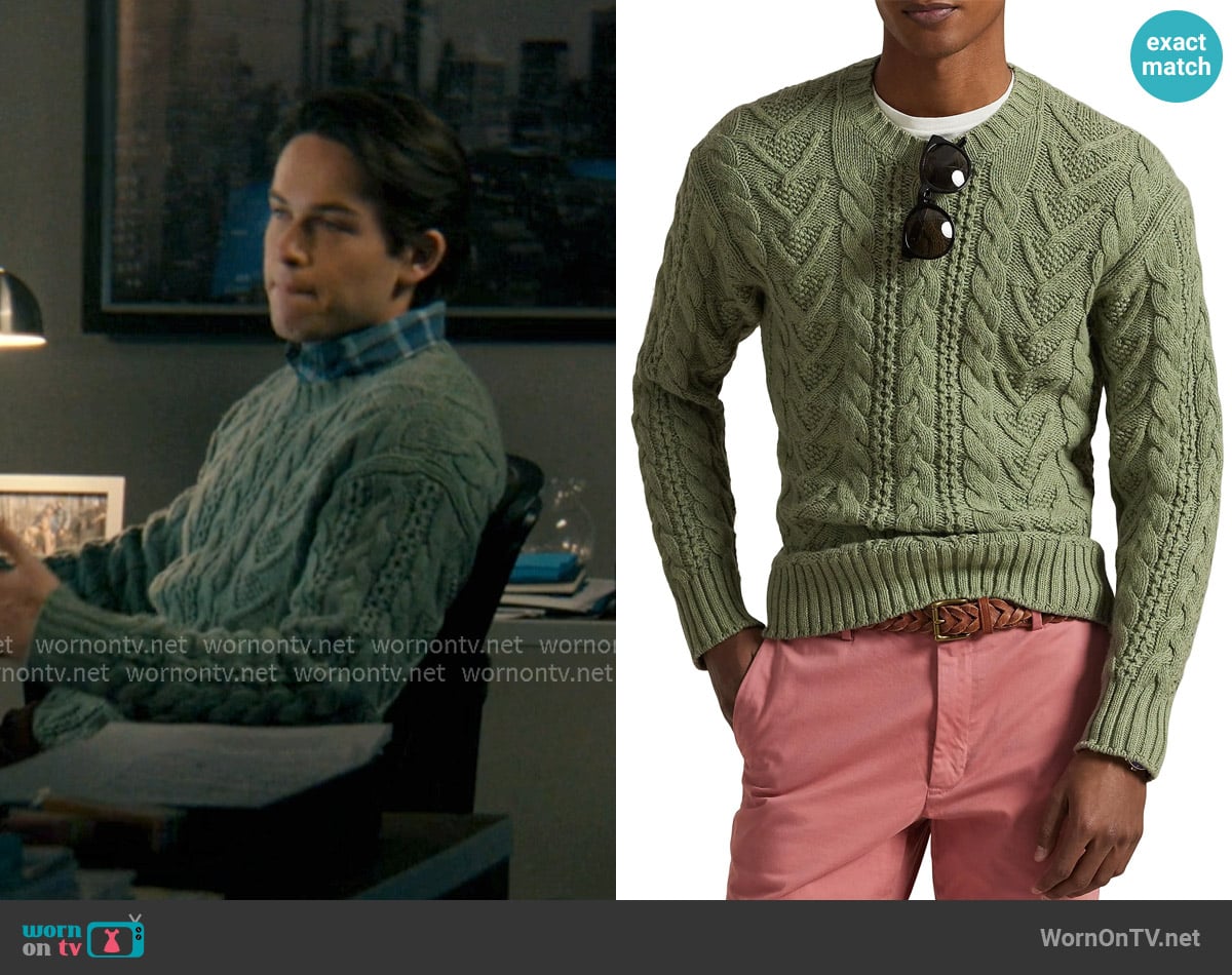 Ralph Lauren Cotton-Blend Fisherman Sweater worn by Josh Teitelbaum (Jack Martin) on Not Suitable For Work