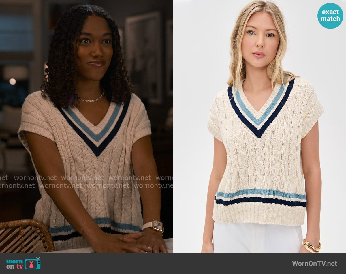 Ralph Lauren Sleeveless V Neck Pullover Sweater worn by Jessica Whitley (Iman Benson) on Sweet Magnolias
