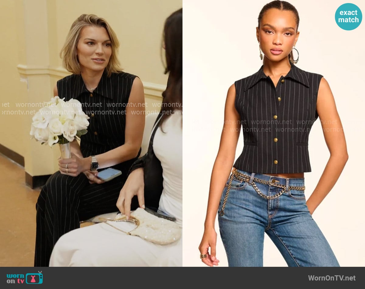 Ramy Brook Danna Pinstripe Tailored Vest worn by Lindsay Hubbard on In The City