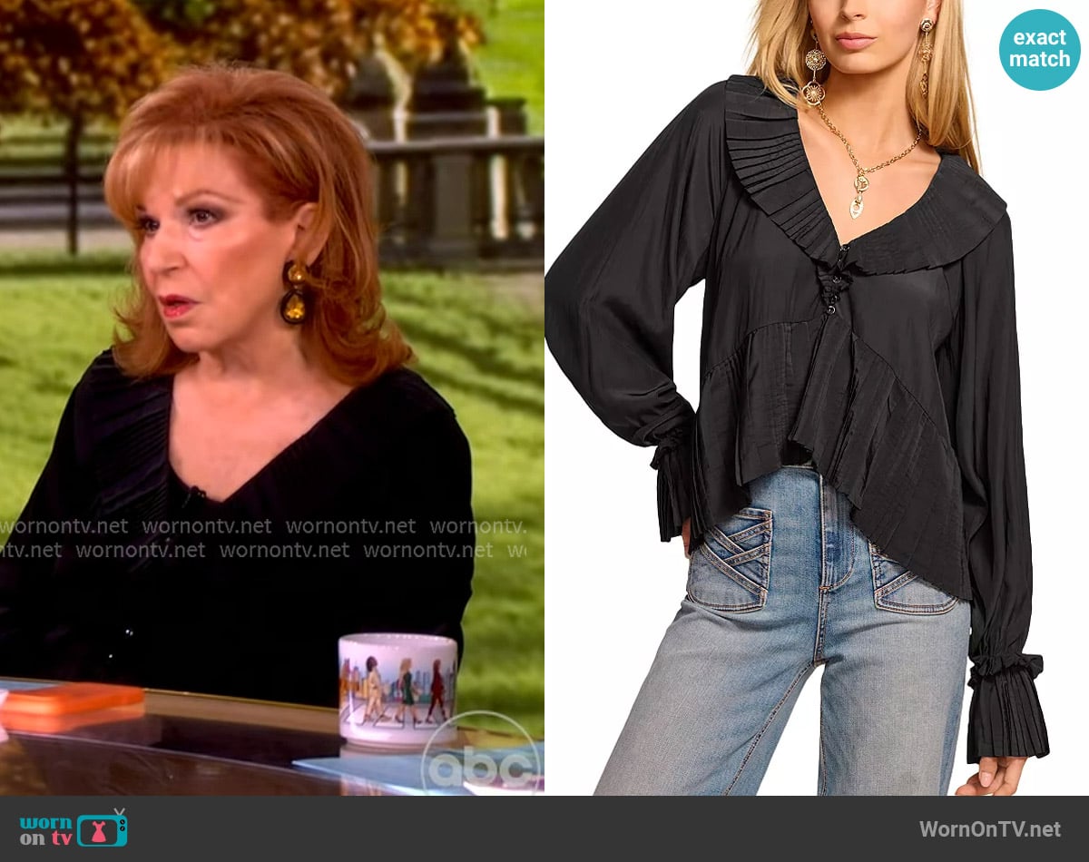 Joy’s black ruffle top on The View