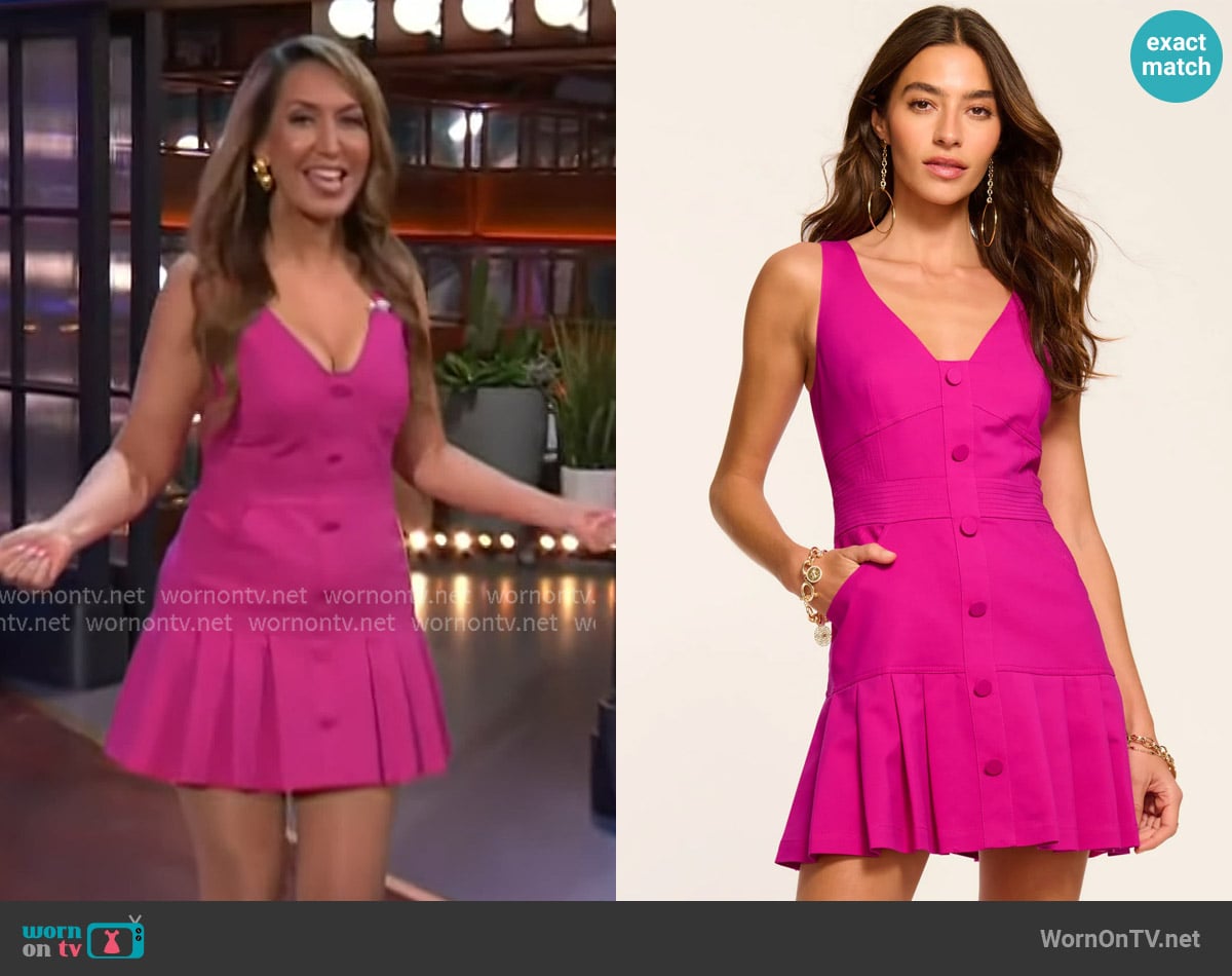 Ramy Brook Olana Stretch Cotton V-Neck Mini Dress worn by Rachel Feinstein on The Kelly Clarkson Show