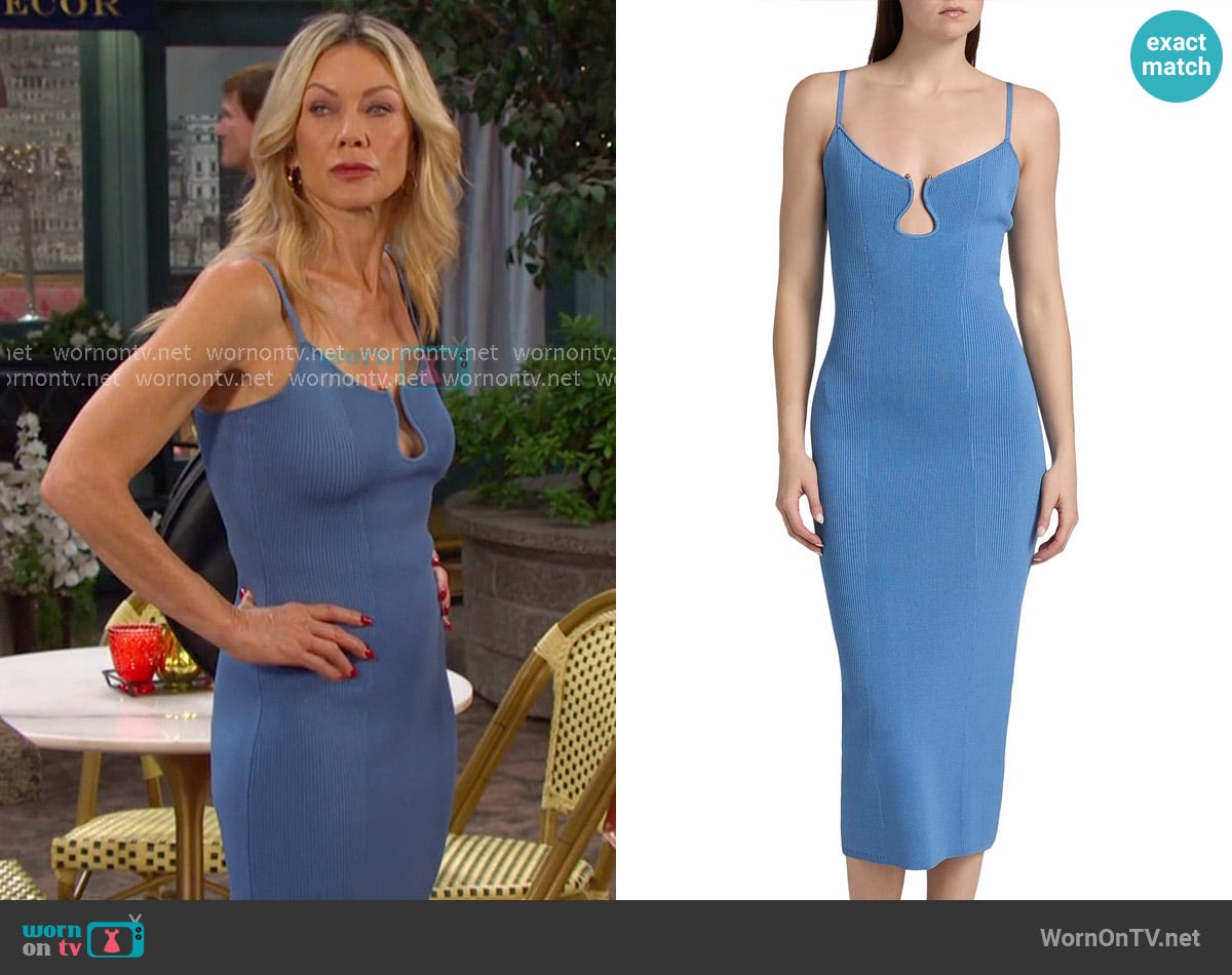 Ramy Brook Sloan U-Neck Rib-Knit Midi-Dress worn by Kristen DiMera (Stacy Haiduk) on Days of our Lives
