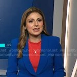 Rana Novini’s blue shawl collar blazer on NBC News Daily