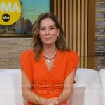 Rebecca Jarvis’s orange ruched front dress on Good Morning America