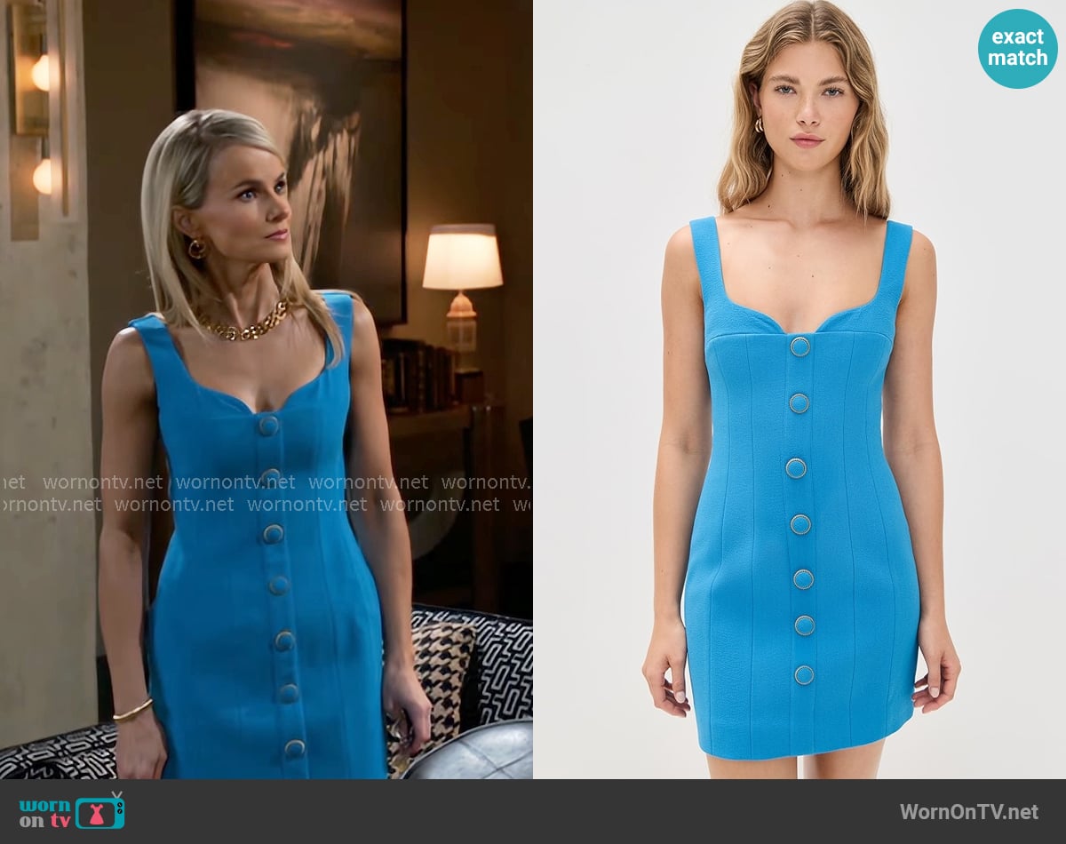 Rebecca Vallance Skyla Button Mini Dress worn by Vanessa McBride (Lauren Buglioli) on Beyond the Gates