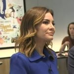 Rebecca’s blue collared short sleeve dress on Good Morning America