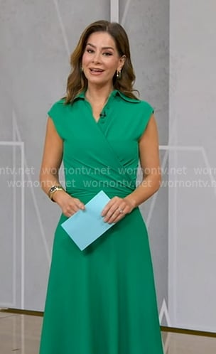 Rebecca’s green wrap top and dress on Good Morning America
