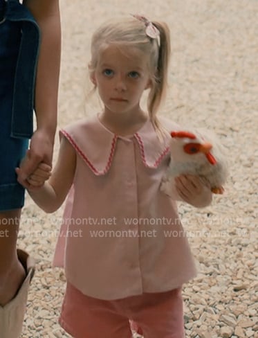 Rebecca’s pink collared top on Sweet Magnolias
