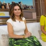 Rebecca's white top and green printed skirt on Good Morning America